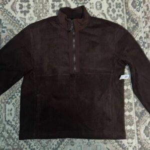 Loose Microfleece Half-Zip Pullover Chocolate Brown Men's M NWT
